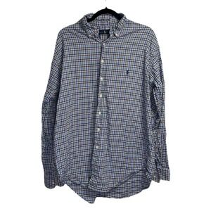 Ralph Lauren Button Up Shirt Men's Large Tall LT Madras Plaid Check Preppy Dress